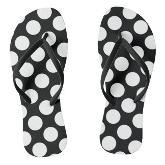 Polka Dot (Black & White) Any Size Customisable Jandals