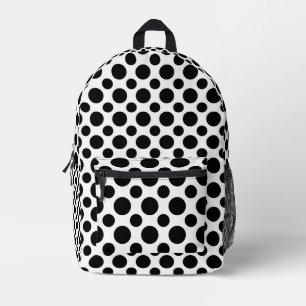 Polka Dot Black White Pattern Printed Backpack