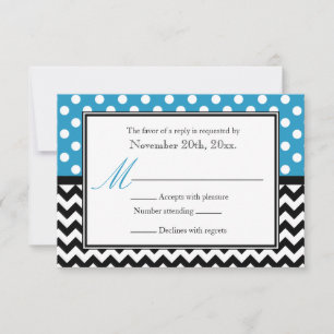Polka Dot Blue & Chevron Reply Cards