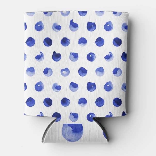 Polka dot: blue cobalt geometric can cooler (Front)