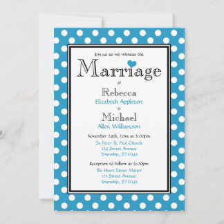Polka Dot Blue Wedding Invitations
