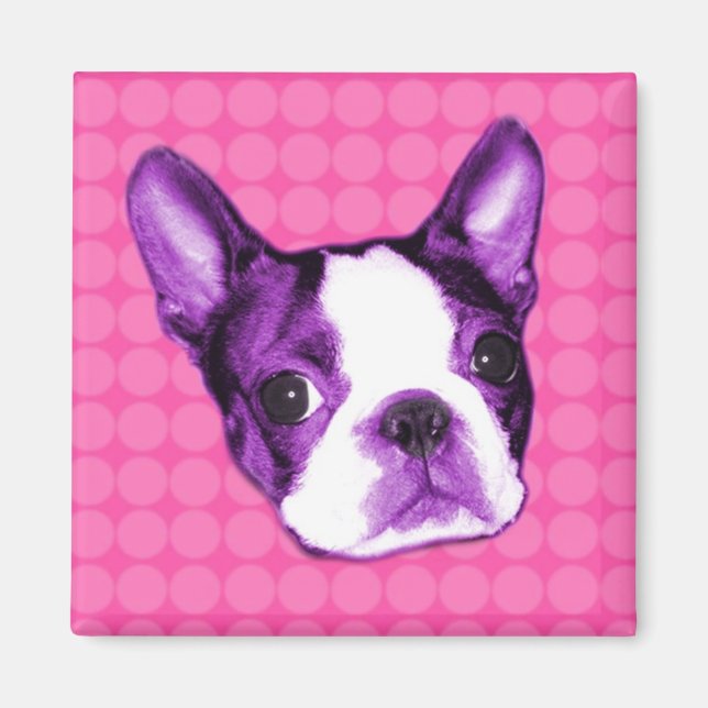 Polka Dot Boston Terrier Puppy Magnet (Front)