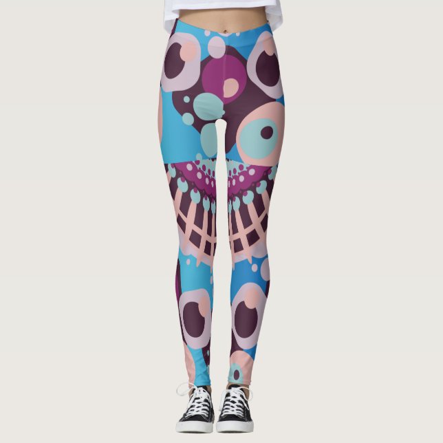 Polka Dot  Bubble colour Abstract Black  Leggings (Front)