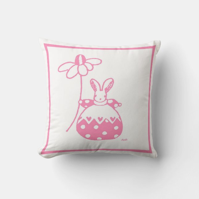 Polka dot bunnies pillow (Front)
