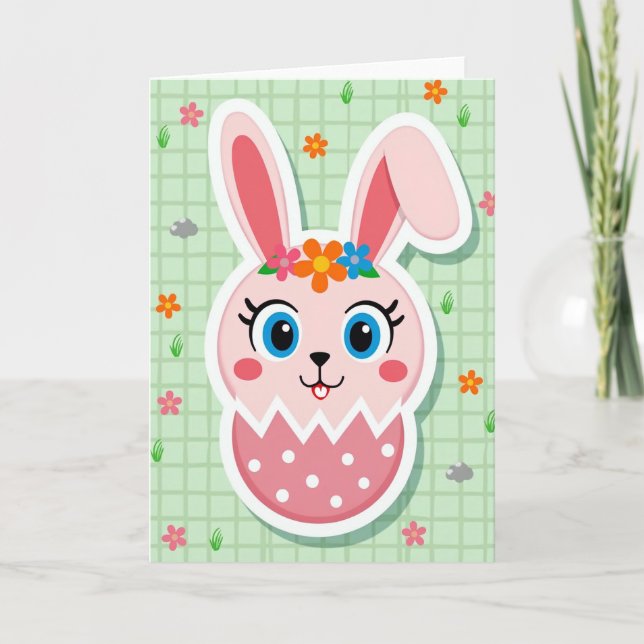 Polka Dot Bunny Head Card (Front)