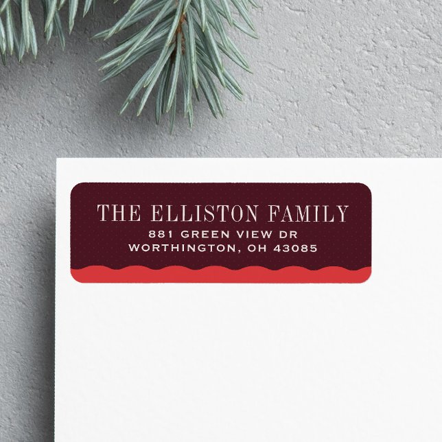 Polka dot burgundy Christmas return address (Creator Uploaded)