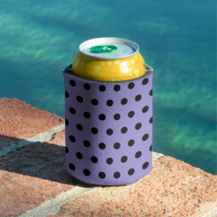 Polka Dot Can Cooler (Lavender & Black)