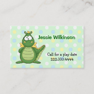 Polka Dot & Cartoon Dragon Playdate Card