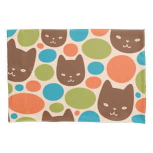 Polka Dot Cats Pattern Pillowcase