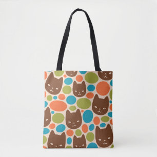 Polka Dot Cats Pattern Tote Bag