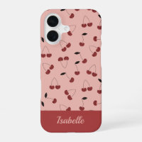 Polka dot cherry fruit pattern with custom name