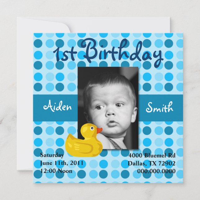 Polka Dot Child Birthday Invite (Boy) (Front)