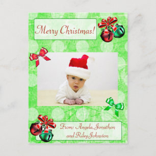 Polka Dot  Christmas Family Photo Postcard