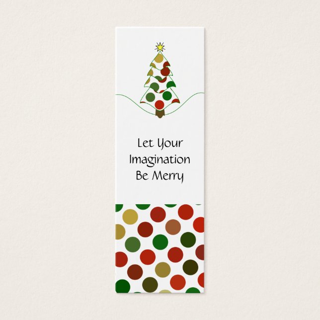 Polka Dot Christmas Tree Bookmark (Front)