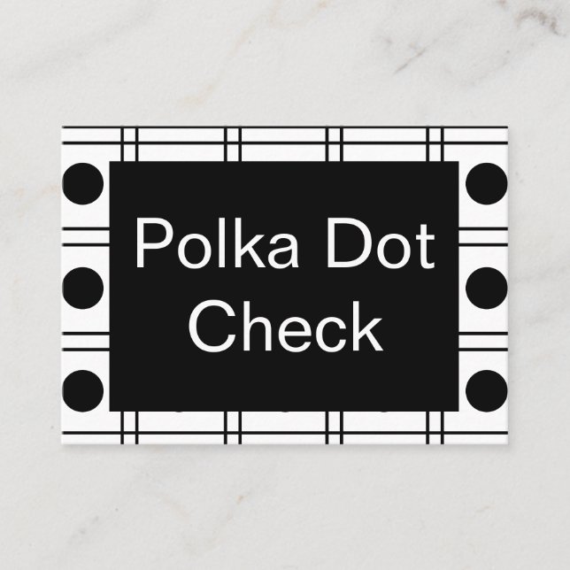 Polka Dot Circle Black and White Check Pattern Business Card (Front)
