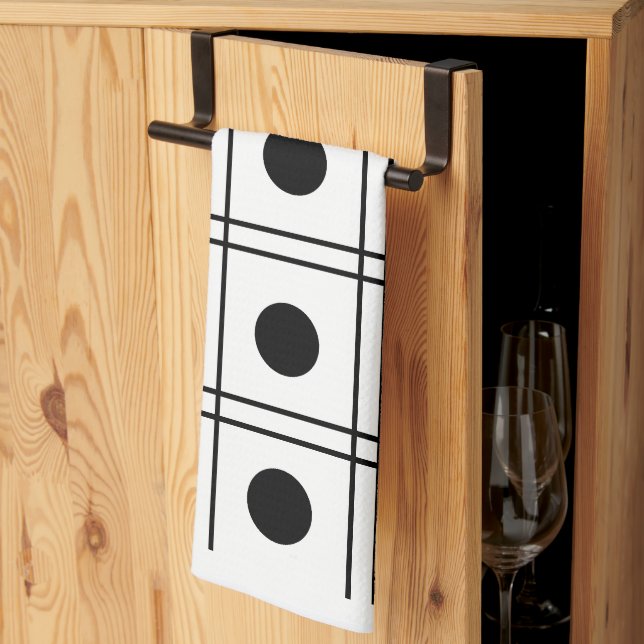 Polka Dot Circle Black and White Check Pattern  Tea Towel (Thirds Fold)