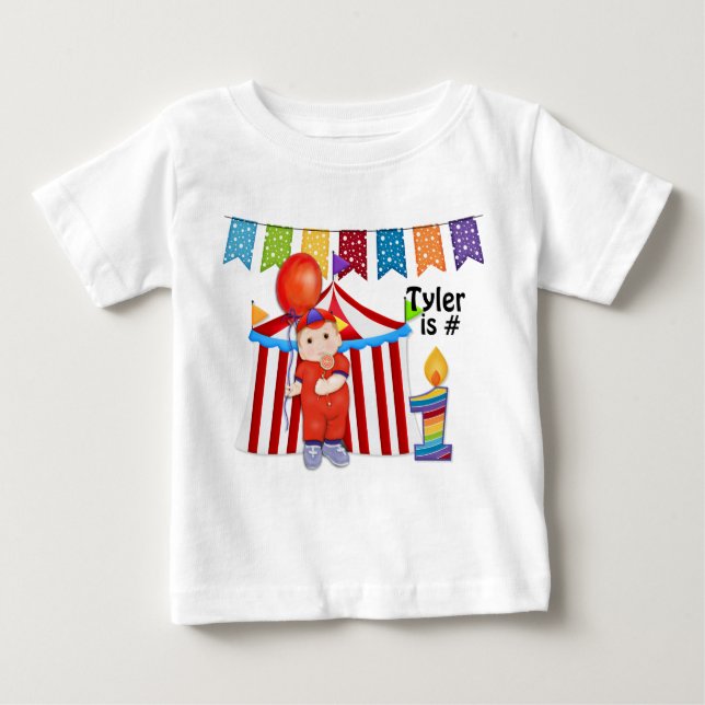 Polka Dot Circus First Birthday Baby T-Shirt (Front)