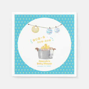 Polka Dot Clothesline Rubber Duck Baby Shower Napkin