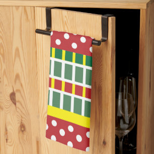 Polka Dot Colourful Stripes Polka Dot  Tea Towel