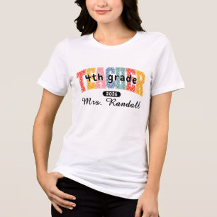 Polka Dot Colourful Teacher 4th Grade Varsity Tri-Blend Shirt