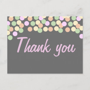 Polka Dot Confetti Thank you post card