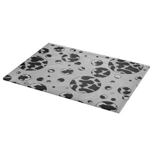 Polka Dot Cow Black and White Print Cutting Board