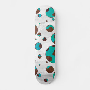Polka Dot Cow Brown and Teal Print Skateboard