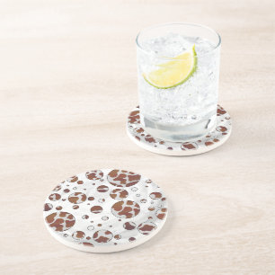Polka Dot Cow Brown and White Print Coaster
