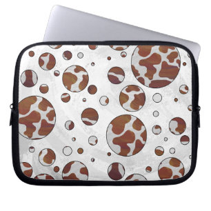 Polka Dot Cow Brown and White Print Laptop Sleeve