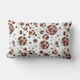 Polka Dot Cow Brown and White Print Lumbar Cushion