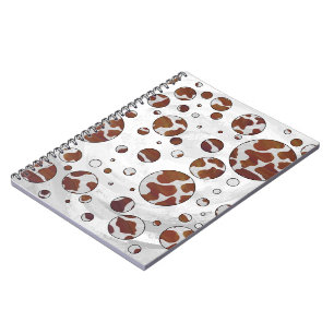 Polka Dot Cow Brown and White Print Spiral Notebook