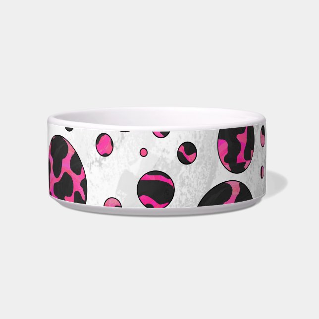 Polka Dot Cow Hot Pink and Black Print Bowl (Right)