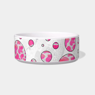 Polka Dot Cow Pink and White Bowl
