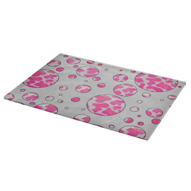 Polka Dot Cow Pink and White Cutting Board (Corner)