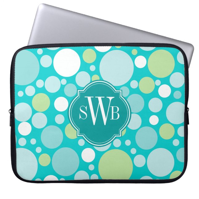 Polka Dot Crazy Pattern Monogram Personalised Laptop Sleeve (Front)