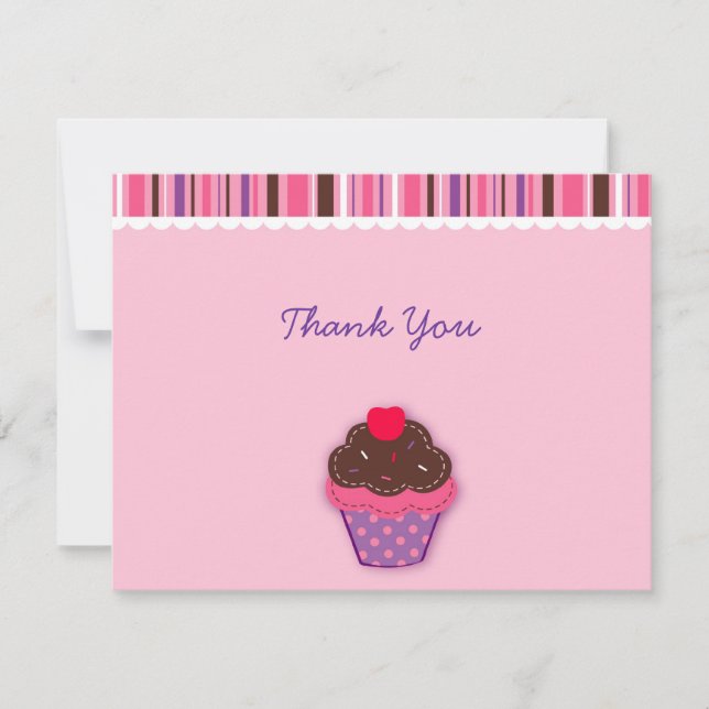 Polka Dot Cupcake Thank You Note Cards (Front)