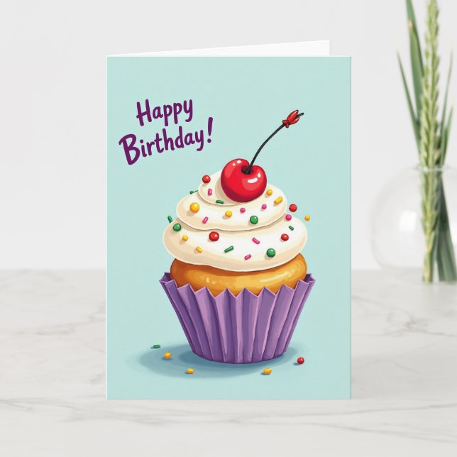 Polka Dot Cupcake Treat Card (Front)