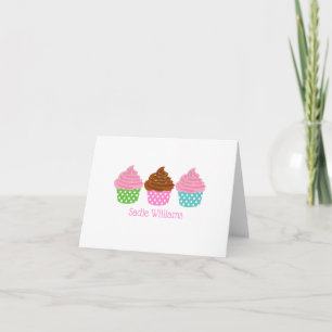 Polka Dot Cupcakes Personalised Folded Note Cards
