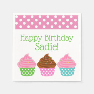Polka Dot Cupcakes Personalised Party Napkins