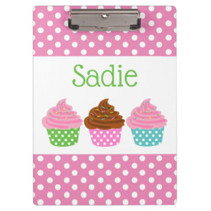 Polka Dot Cupcakes Personalized Clipboard