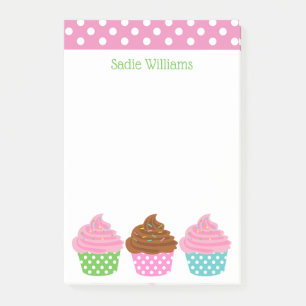 Polka Dot Cupcakes Personalized Post-it Notepad