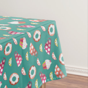 Polka Dot Cups Cakes Doughnuts Lemons Grapefruits Tablecloth