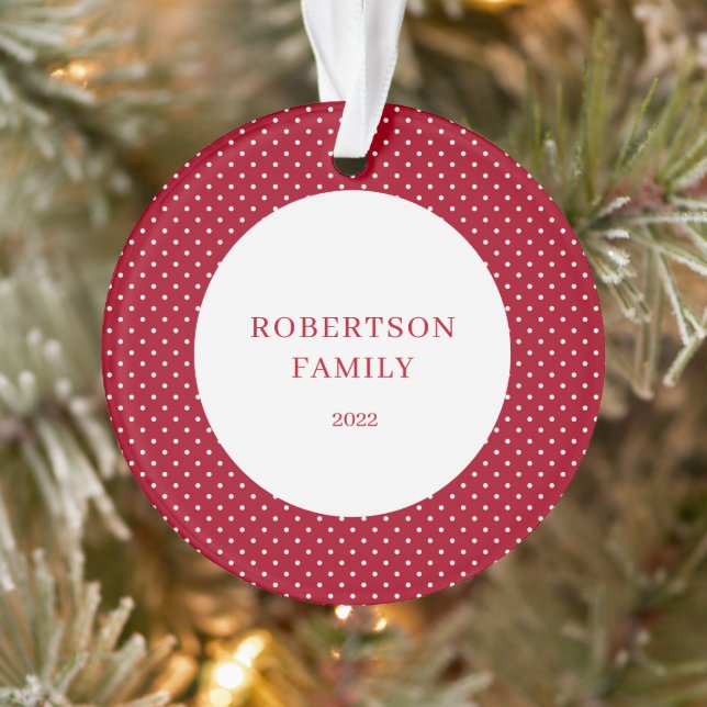 Polka Dot Custom Family Name  Ornament (Tree)