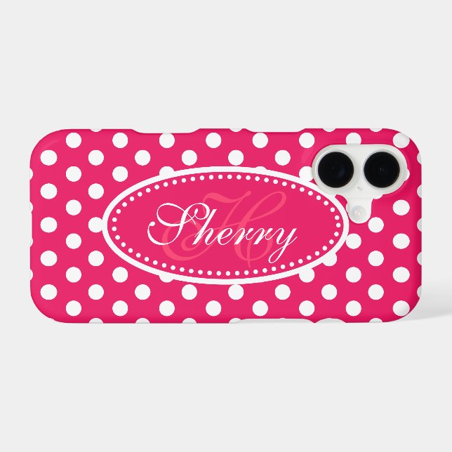 Polka dot custom red pink white iphone case (Back (Horizontal))