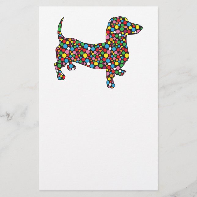 Polka Dot Dachshund Stationery (Front)