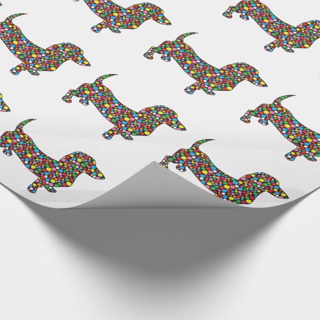 Polka Dot Dachshund Wrapping Paper (Corner)