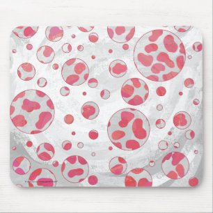Polka Dot Dalmatian Pink and White Mouse Pad