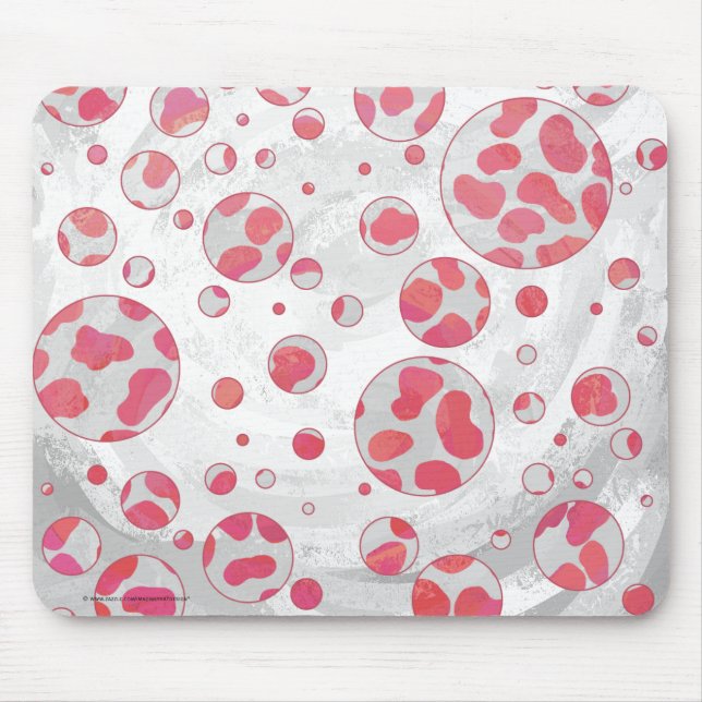 Polka Dot Dalmatian Pink and White Mouse Pad (Front)