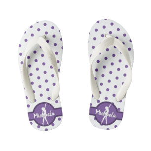 Polka Dot Dance Ballerina Purple Gymnastics Name Kid's Jandals