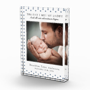 Polka Dot Day I Met My Daddy Photo Nursery Decor Block